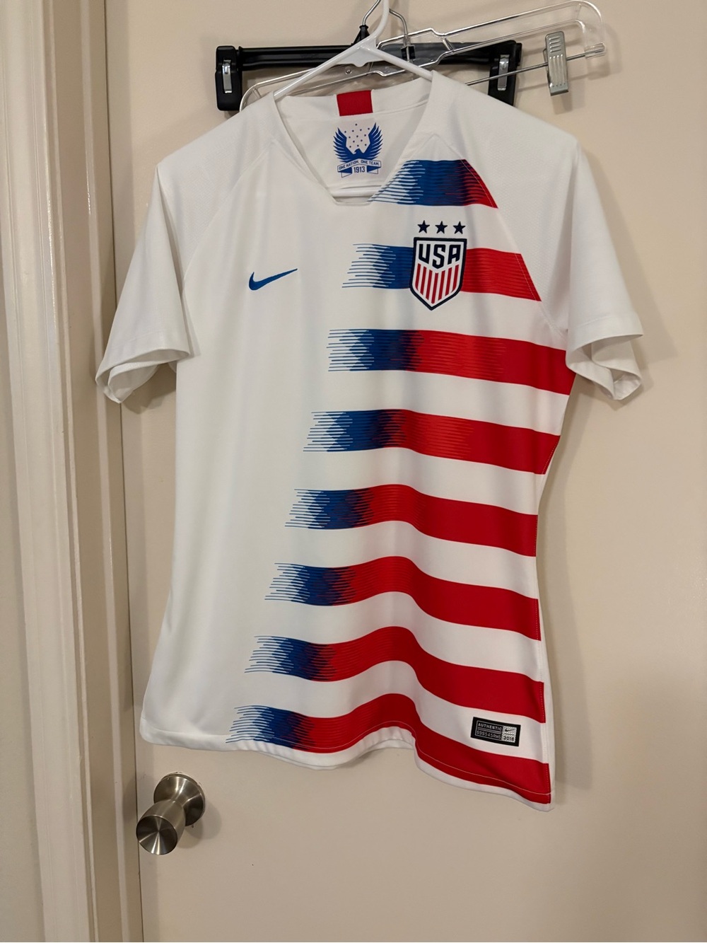 Nike Kids USA Soccer Jersey - White with Red & Blue Stripes